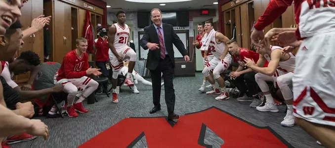Greg Gard in locker room after Michigan State win