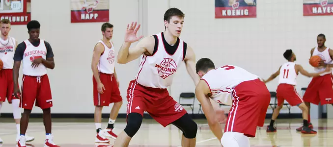 Wisconsin men's basketball practice Ethan Happ and Zak Showalter