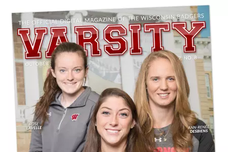 Lauren Carlini, Ann-Renee Desbiens, and Rose Lavelle on the cover of Varsity Magazine