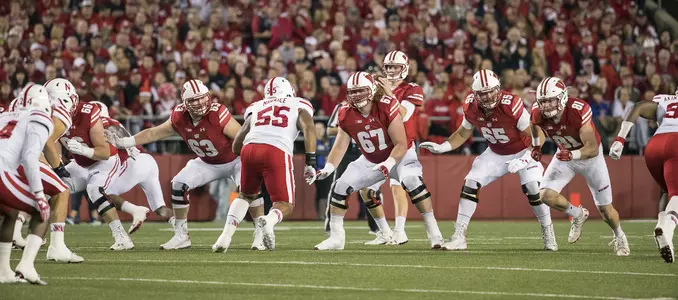 Football offensive line vs. Nebraska 2016