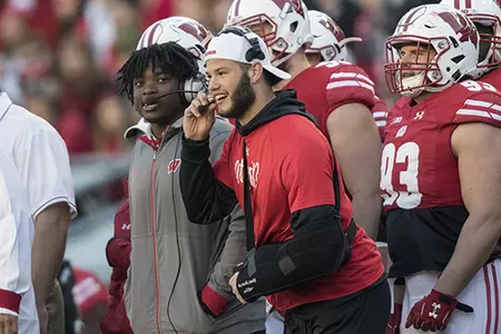 Football vs. Illinois 2016 sideline Jack Cichy Chris Orr