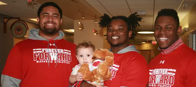 Football 2016 Badgers Give Back Fridays at American Family Children's Hospital Olive Sagapolu, Chris Orr, Keelon Brookins