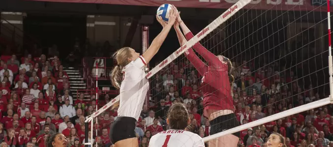 Haleigh Nelson with a block