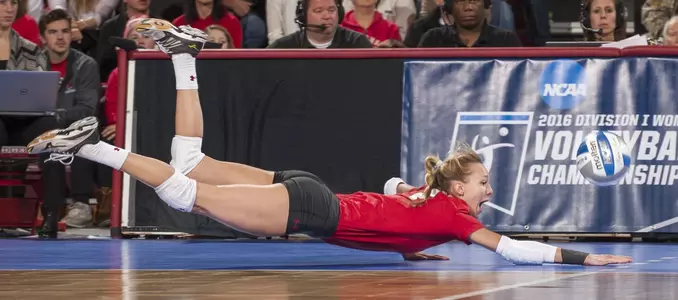 Kelli Bates goes to the floor for a pancake