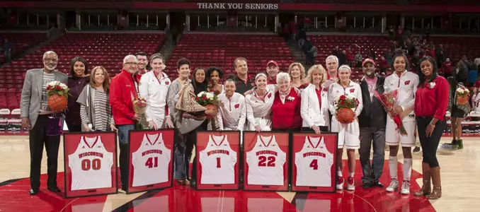 The 2015-16 seniors were honored after the game