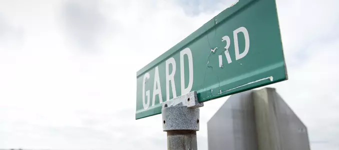 A sign for Gard Road in Greg Gard's hometown of Cobb, Wisconsin