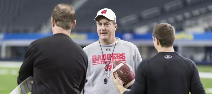 Football Cotton Bowl 2017 Paul Chryst talking to coaches