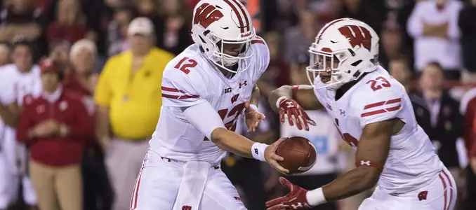 Photo of Alex Hornibrook, Jonathan Taylor football vs. Nebraska 2017