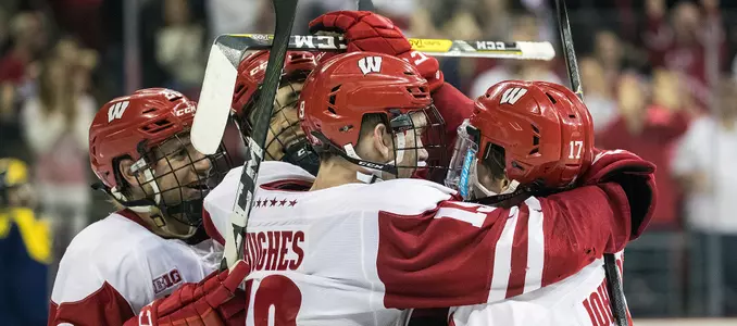 UW hockey celebration