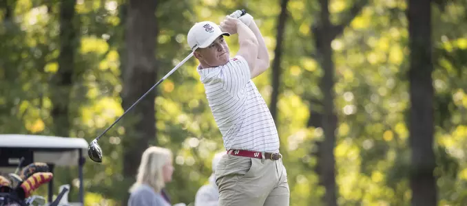 Nick Robinson tees off at the 2017 Badger Invitational