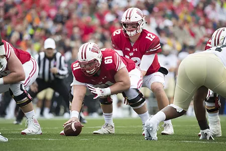 Photo of Tyler Biadasz, Alex Hornibrook football vs. Purdue 2017
