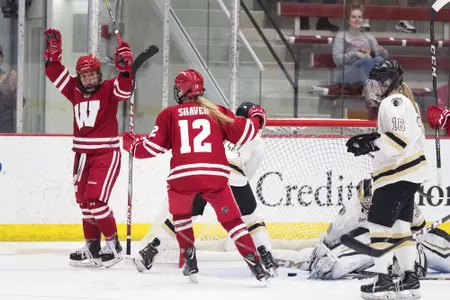 Abby Roque celebrates goal against Lindenwood