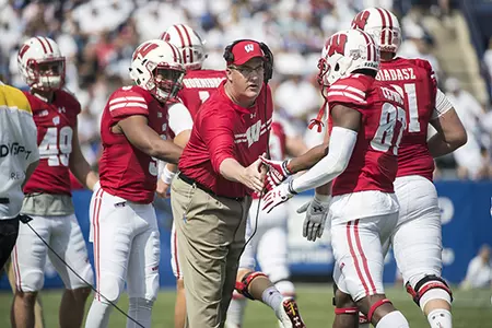 Photo of Paul Chryst, Quintez Cephus football vs. BYU 2017