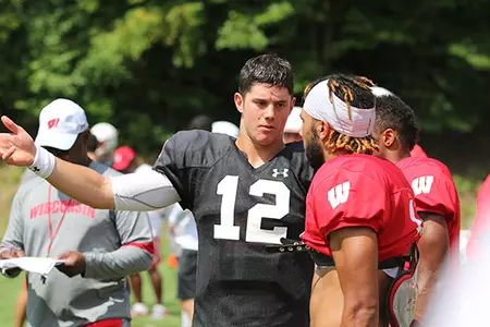 Photo of Alex Hornibrook, Jazz Peavy football fall camp 2017