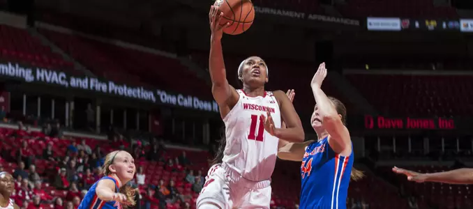 Marsha Howard drives to the basket for a layup against Platteville.