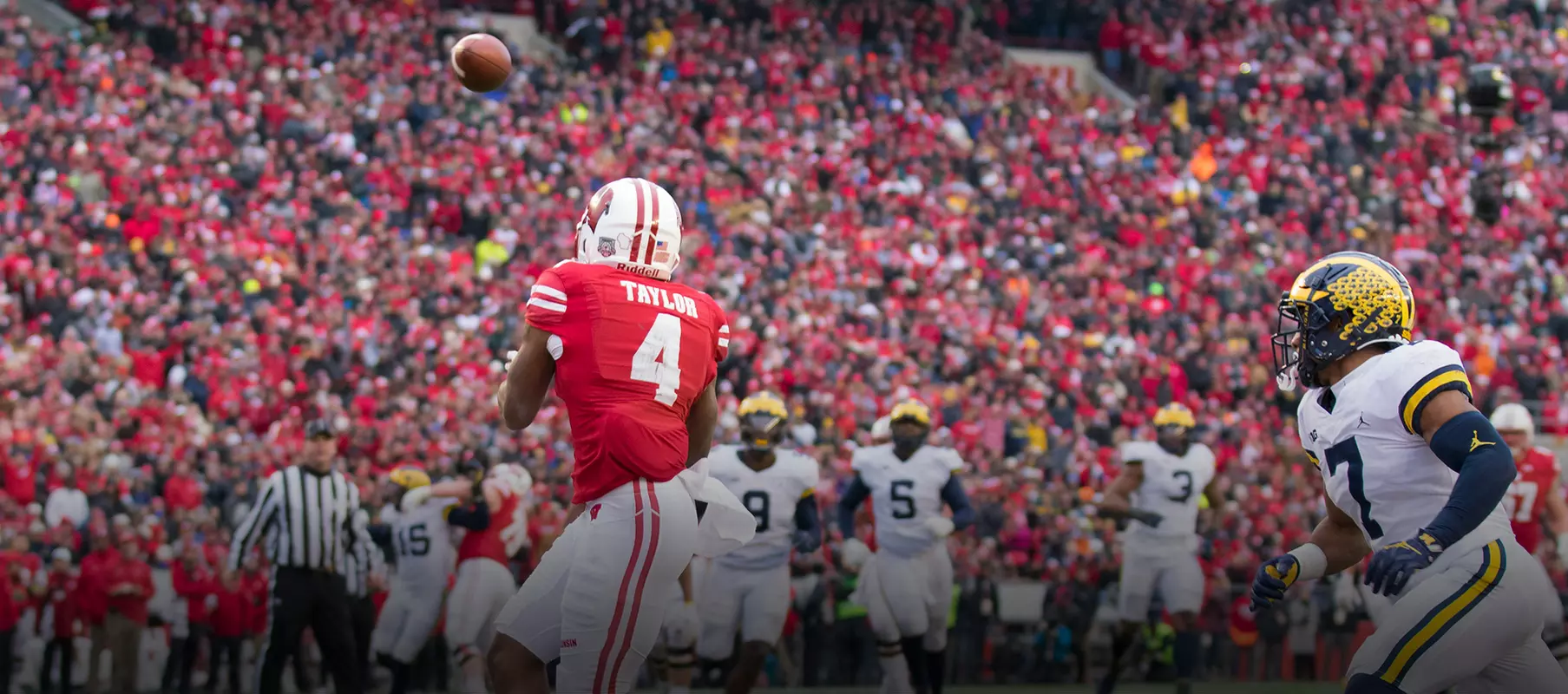 Photo of A.J. Taylor touchdown football vs. Michigan 2017