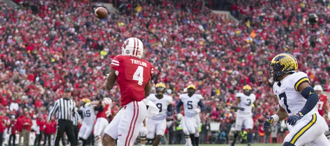 Photo of A.J. Taylor touchdown football vs. Michigan 2017