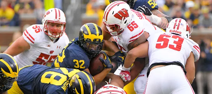 Photo of Olive Sagapolu, T.J. Edwards football vs. Michigan 2016