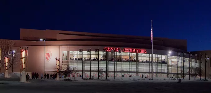 Photo of Kohl Center winter night exterior 2010