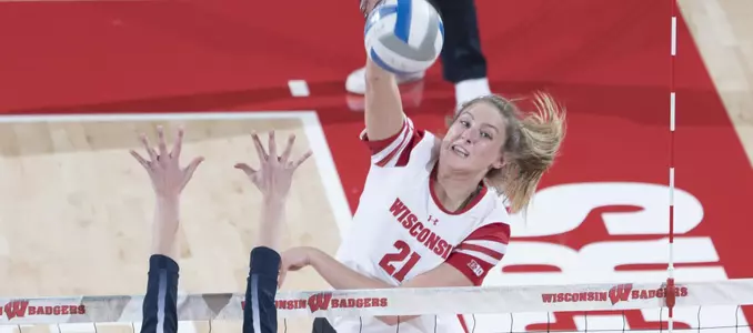 Grace Loberg attacks down the line against Penn State.