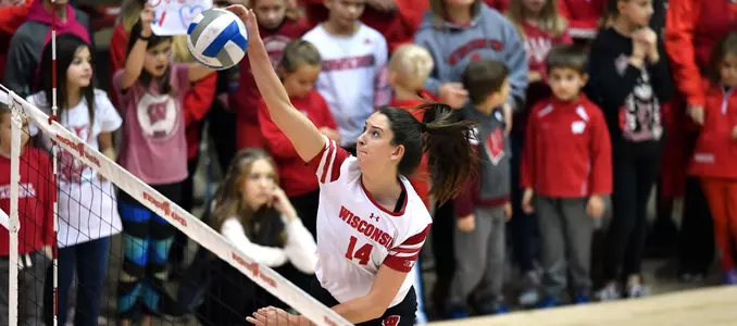 Madison Duello attacks the ball at the net