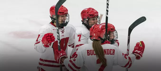 The Badgers celebrate a goal in their 3-1 win over Ohio State