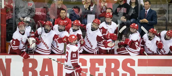 Wisconsin Hockey Bench Celebration
