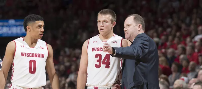 Photo of D'Mitrik Trice, Brad Davison, Greg Gard men's basketball vs. Xavier 2017