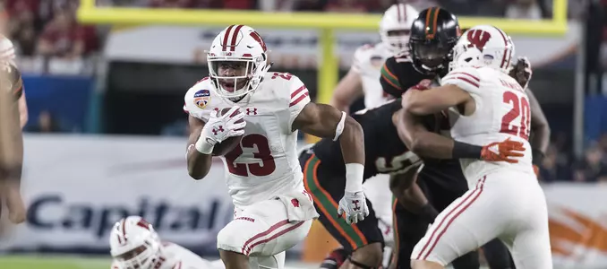 Photo of Jonathan Taylor football vs. Miami 2017 Orange Bowl