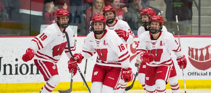 Women's hockey celebration