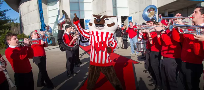 Bucky Badger at the 2016 NCAA Frozen Four