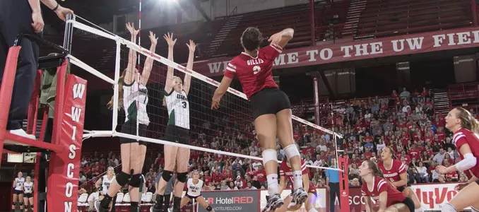 Lauryn Gillis goes up for a kill