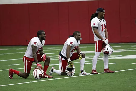 Footballl 2017 spring practice Natrell Jamerson, Derrick Tindal, D'Cota Dixon