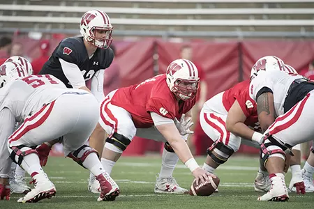 Football spring game 2017 Alex Hornibrook offensive line