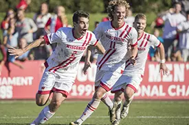 Men's soccer 2016 celebration McClimon Complex