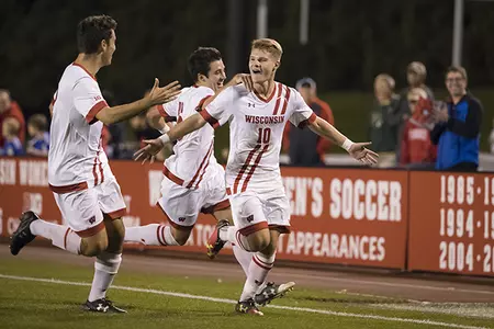 Men's soccer 2016 McClimon Complex celebration