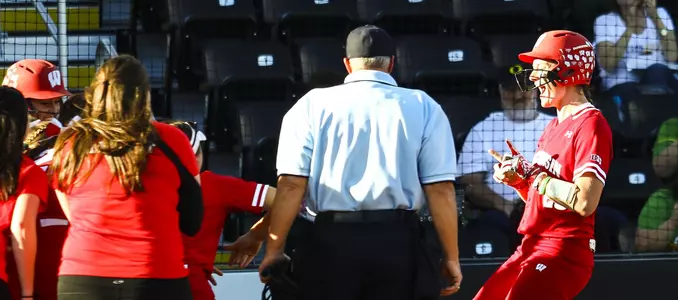 Chloe Miller celebrates home run against Missouri