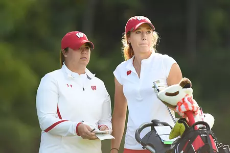 Assistatn coach Lindsay Wandrey and Gabby Curtis during hte East-West Match Play Championships (Sept. 18, 2016)