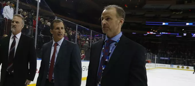Men's hockey coaches Mark Osiecki, Tony Granato, Don Granato at Madison Square Garden 2017