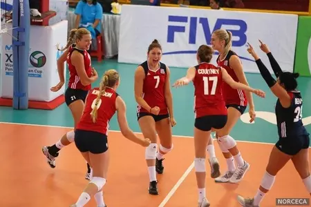 Lauren Carlini celebrates at Pan Am Cup