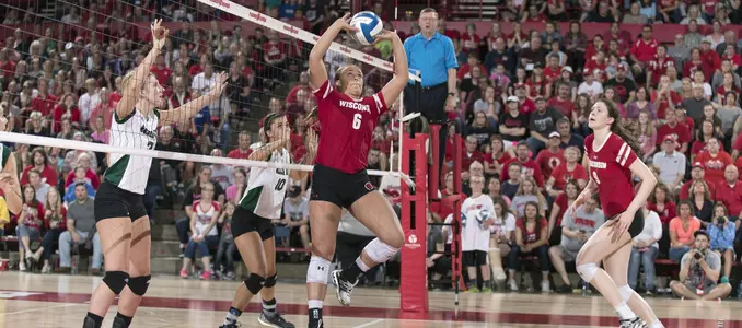 Mallory Dixon sets the ball.