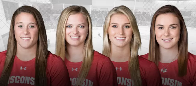 Claudia Kepler, Baylee Wellhausen, Lauren Williams and Sophia Shaver, the captains for the 2017-18 Wisconsin women's hockey team