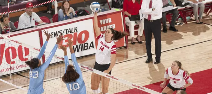 Madison Duello goes up for an attack against North Carolina.