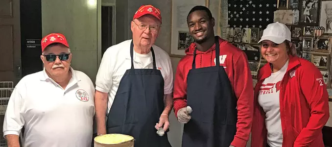 Photo of Badgers Give Back 2017 VA Hospital Ice Cream Social George Rushing and Angela Morrow