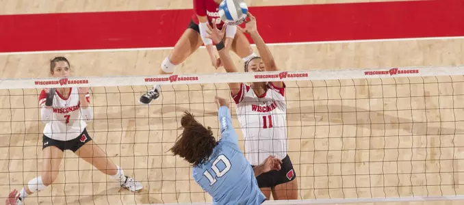 Tionna Williams blocks an attack by North Carolina.