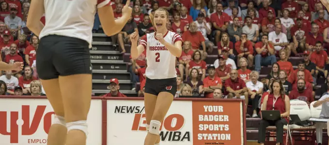 Sydney Hilley celebrates on the court.