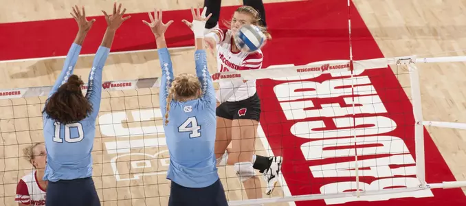 Mariah Whalen attacks the ball down the line against UNC.