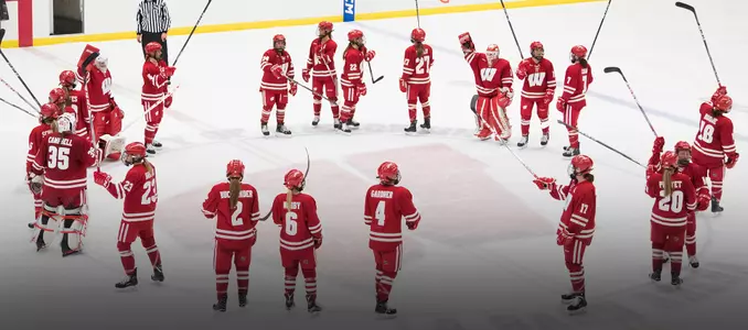 Badgers celebrate after their 3-1 win against Lindenwood