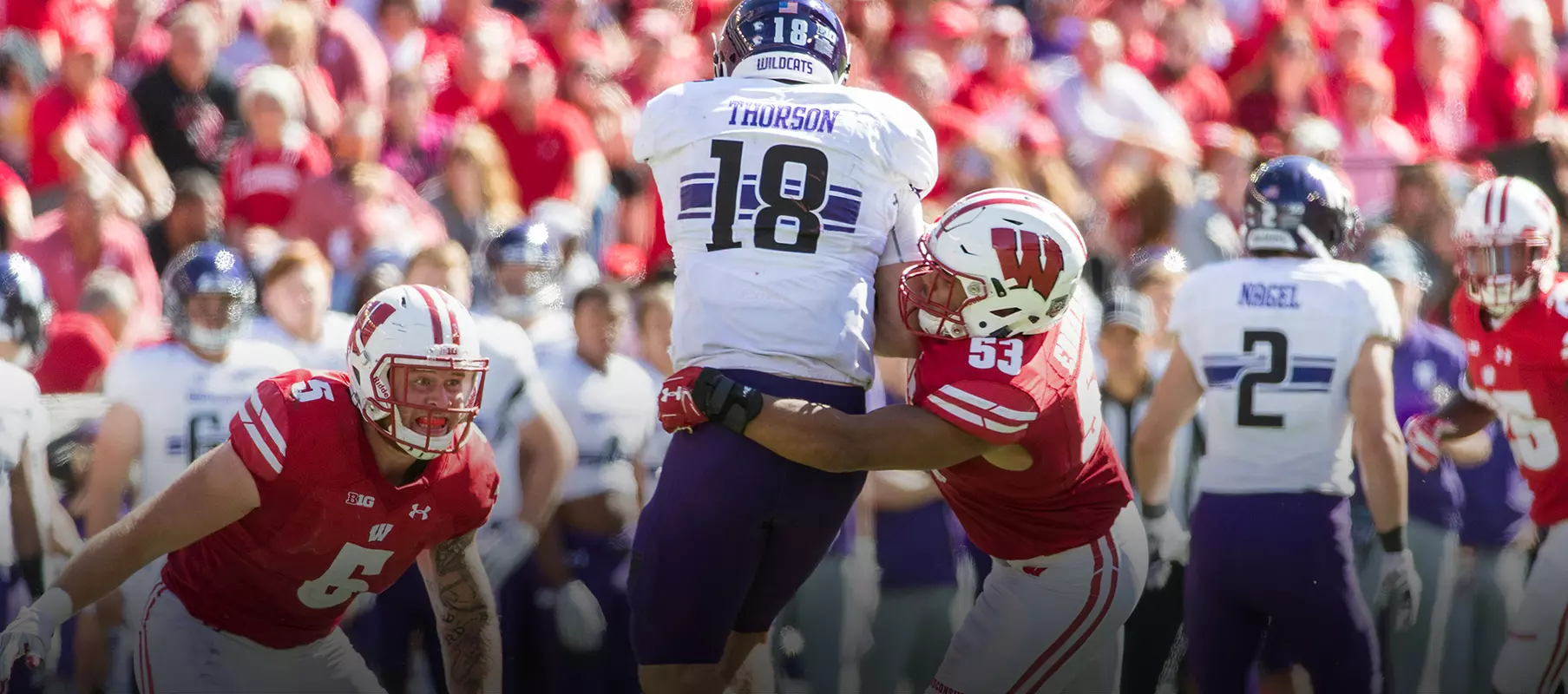 Photo of T.J. Edwards, Garett Dooley football vs. Northwestern 2017