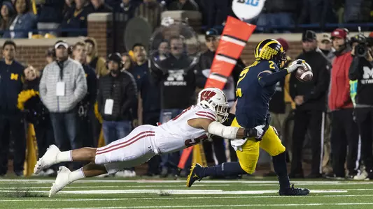 T.J. Edwards tackle of Michigan player during football game 2018